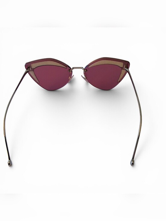 Fendi Pink Cat Eye Rimless Sunglasses Glitter Detail Gold Tone Italy main image 10